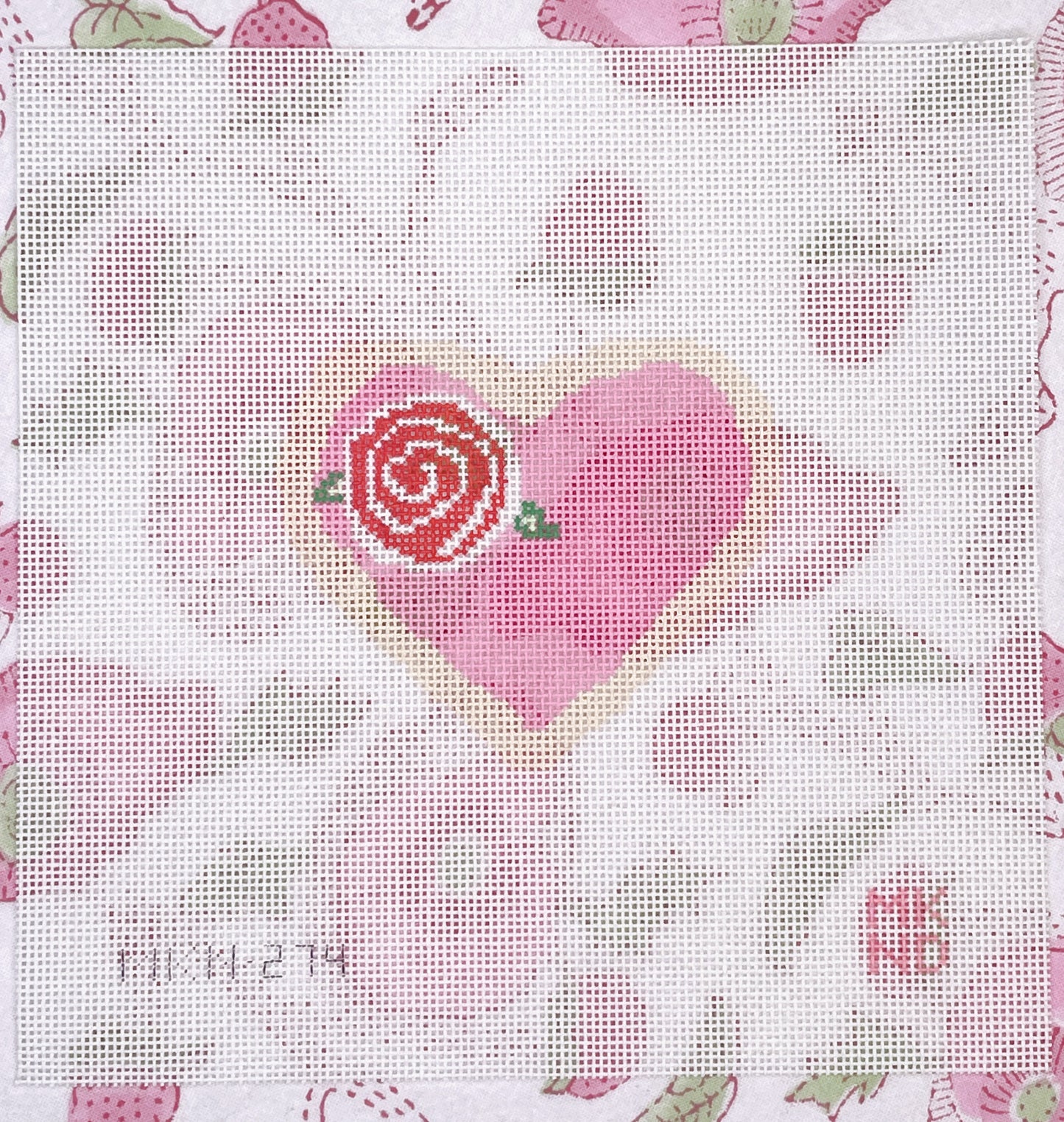 pink heart cookie w/ red rose