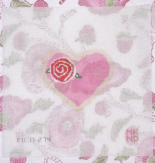 pink heart cookie w/ red rose