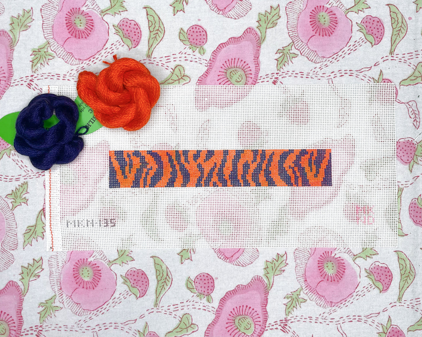 navy + orange tiger key fob